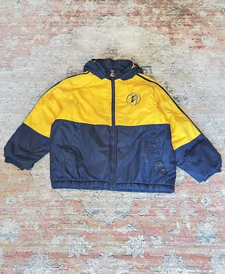 Indiana Pacers Starter Bomber Puffy Jacket NBA Coat Yellow/Navy Youth Sz Large • $40