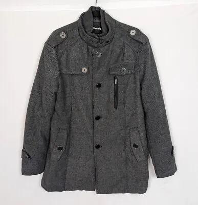 Wantdo Men's M Wool Blend Tweed Gray Black Jacket Windproof Pea Coat Military • $44.99