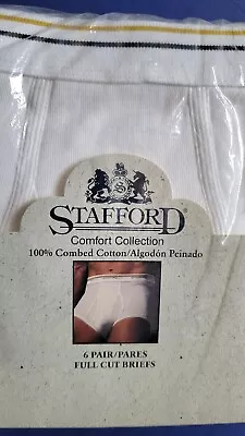 6 Vtg White Stafford JC Penney Full Cut Briefs Underwear Tighty Whities  32 USA • $27