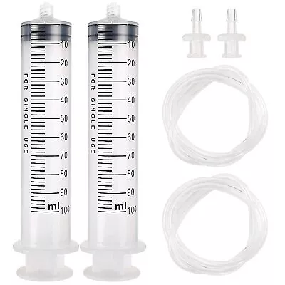 DEPEPE 2pcs 100ml Large Plastic Syringe 2pcs 47in Handy Plastic Tubing And Luer • $11.73