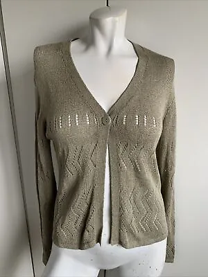 Sigrid Olsen One Button Sage Green V-neck Cardigan Sweater Long Sleeve • $9.99