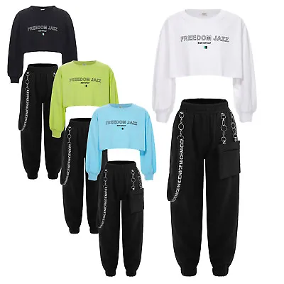 Kids Girls Hip-Hop Dance Set Clothings Crop Top With Pants Performance Jazz • $13.29