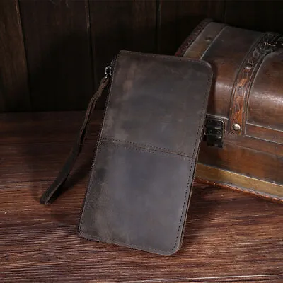 Leather Cash Long Wallet Envelope Zipper Pouch - Money Holder For Men & Women • $8.99