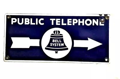 Vintage Bell System Public Telephone 2 Sided Porcelain Arrow Sign-Free Shipping • $185
