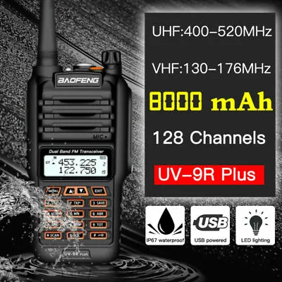 £32.98 • Buy Baofeng UV-9R Plus Dual Band UHF VHF Walkie Talkie Ham Two Way Radio 8000mAh