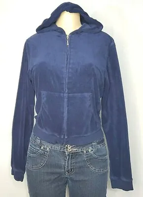 Women's Blue Terry Cloth Hooded Sweater Sweatshirt NO BOUNDARIES Size JR 11/13 • $13.87