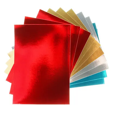 £4.76 • Buy FOIL EFFECT CARD SHEETS X10 Gold Silver Red Blue Metallic Shiny Mirror Paper