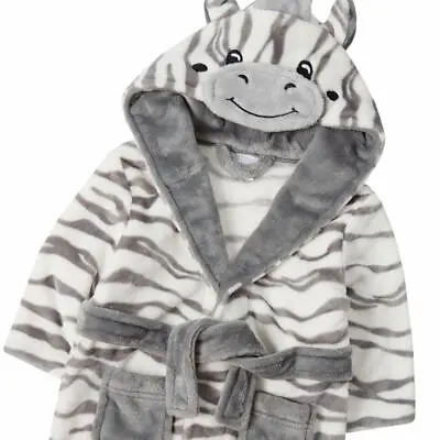 Baby Boys Girls Unisex Hood Dressing Gown ~ Zebra ~  Robe 0-6-12-18-24 Month Abg • £11.20
