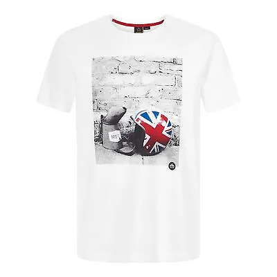 £26.99 • Buy Mens Merc London Retro Mod Scooter Helmet T-Shirt Torcross - White