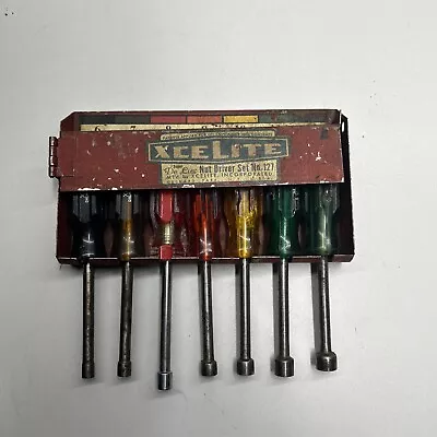 Vintage Xcelite 127 Nut Driver Set 3/16  - 3/8  W/ Metal Wall Hanger Mixed Set • $39.88