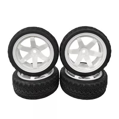4 X 1:10 RC On-road Car Plastic Wheel 12mm Hex Rubber Tyre For HSP HPI Tamiya • £10.39