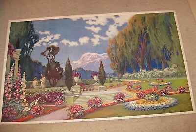 Vrare 18 X 30 Vintage R A Fox Van Nortwick ? Print Women In Fantasy Garden 1930s • $79.99