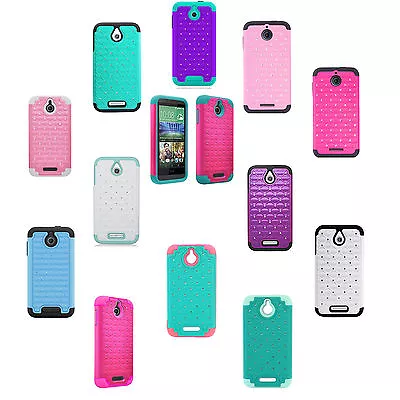 Heavy Duty Armor For HTC Desire 510 Diamond Hybrid Hard + Soft Cover Case • $5.99