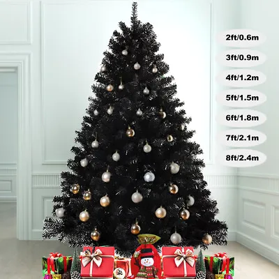 Black Christmas Tree 2/3/4/5/6/7/8FT Fluffy Tips Metal Stand Easy Assemble Xmas • $69.99