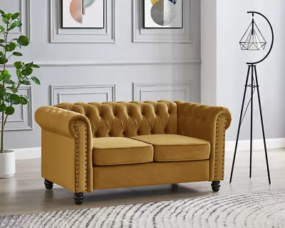 Chesterfield Velvet Sofa 3 2 Seater Couch Suite Tufted With Studded Arm New • £379.99