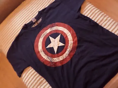 Mens Marvel Captain America Shield T-shirt Tee - Size L - VGC • £1.99