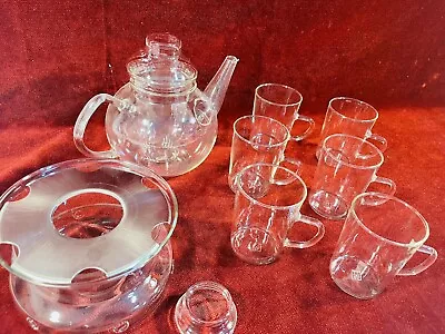 JENAER GLAS Glass Teapot + Infuser Strainer GERMAN   COMPLETE SET • $179