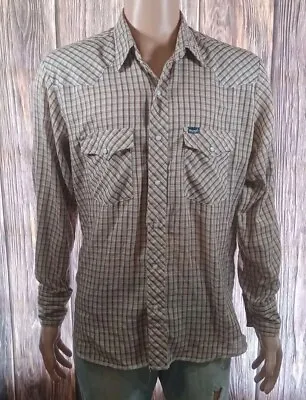 Vintage Wrangler Western Pearl Snap Plaid Long Sleeve Shirt Mens Large  • $6