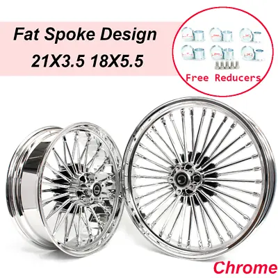 21/18 Fat Spoke Front Rear Tubeless Wheel Rim Set Dual For Harley Softail FXST • $759.99