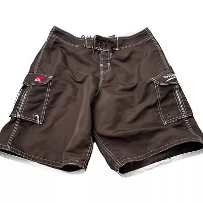 Vintage Quicksilver Swim Trunks Mens 34 Brown Board Shorts Beach Y2K • $15.30