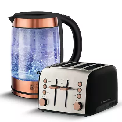 Russell Hobbs Brooklyn Glass Kettle + Toaster Pack - Copper • $216.25