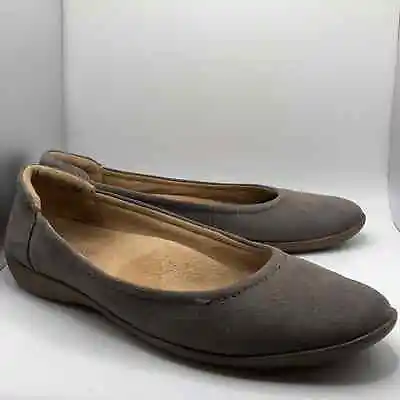 Naturalizer Flexy Flats Round Toe Soft Fabric Office Work Wear Greige Womens 8 • $19.67