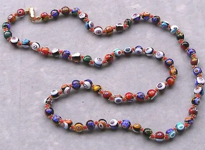 Vintage Murano Glass Beads MILLEFIORI CLASSIC NECKLACE • $38.99