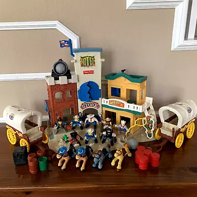 Vtg 1996 Fisher Price Great Adventures Wild Western Town Playset Figures +Extras • $100