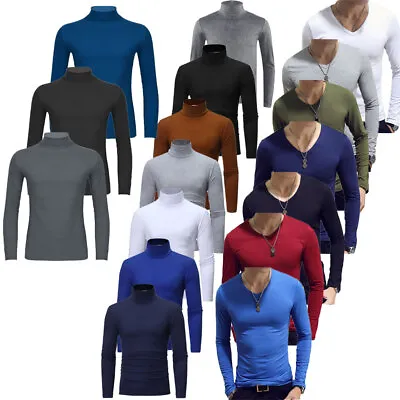 Men Long Sleeves Turtle Neck Undershirt Thermal Top Casual Lightweight Pullover • $28.35