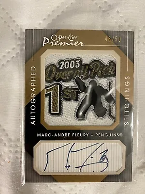 2007/08 OPC O-Pee-Chee Premier Stitchings Marc Andre Fleury /50 Autograph • $79.43