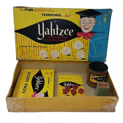 Original Vintage 1961 Yahtzee Game With Score Cards Dice Chips & Instructions • $19