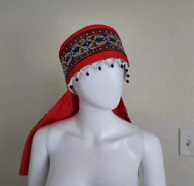 Vintage Russian Ethnic Women Red Headpiece With Veil • $36.10