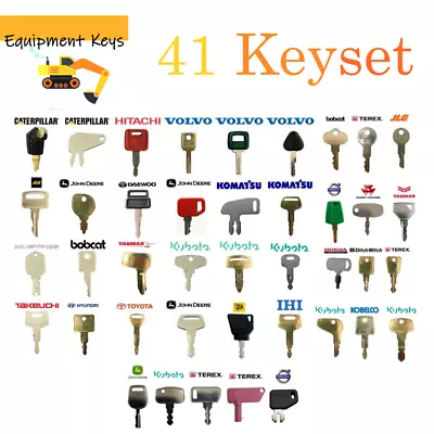 41 Heavy Equipment Keys Set JCB CAT Komatsu Volvo Kubota Bobcat JLG Genie Case • $38.99