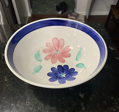 La Primula SRL Blue Flowers 13” Large Pasta Serving Bowl. Made In Italy. • $21.99
