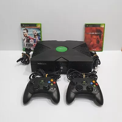 $160 • Buy Xbox Original Console Bundle + 2x Controllers+ Cables - Tested & Working