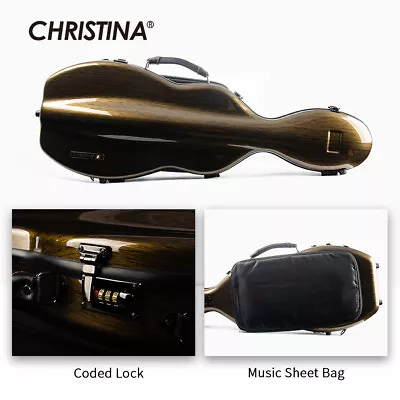 CHRISTINA Violin Case Gourd Shape Dark Gold Carbon Fiber 4/4 +Sheet Music Bag • $199