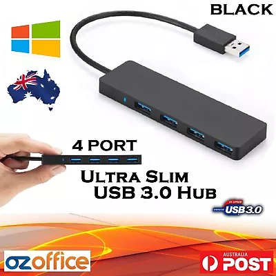 $7.95 • Buy PREMIUM Ultra Slim 4 Port USB 3.0 Hub Portable USB Hub 3.0 2.0 For Windows PC 
