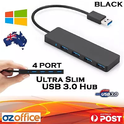 PREMIUM Ultra Slim 4 Port USB 3.0 Hub Portable USB Hub 3.0 2.0 For Windows PC  • $7.95