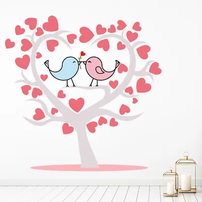 Red Heart Tree Love Birds Wall Sticker WS-47677 • £12.98