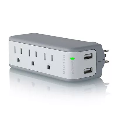 Belkin SurgePlus 3-Outlet Mini Surge Protector With Dual USB Ports • $9.99