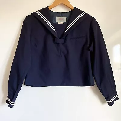 Vintage Japanese Seifuku Uniform Jacket School Navy White Trim Sailor Shirt S M • £30