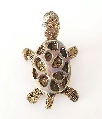 Vintage Signed Mr WE Jewelry Turtle Gold Tone Brooch Pin Sea Animal Nautical  • $16.90