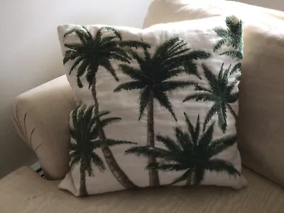 Pottery Barn Palm Trees Embroidered Pillow Cover Green/ivory  New • $79