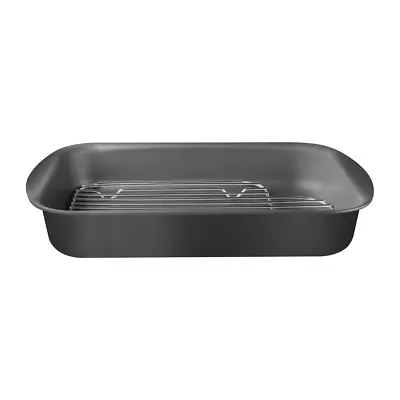 Non-Stick Oven Roasting Pan Tray Meat Grill 40cm 6.9L With Chrome Rack Baking • £113.99