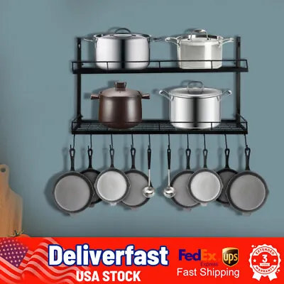 Pot And Pan Rack Organizer Hanger Storage Wall Holder Kitchen Cookware Hanging • $47