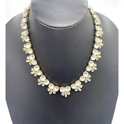 J. Crew Clear Rhinestone Crystal Statement Collar Necklace 16 To 18 In Gold Tone • $28.90