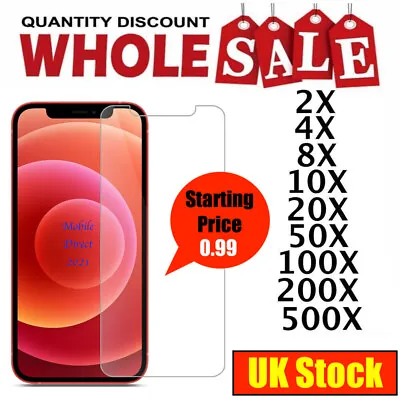 Wholesale Tempered Glass Screen Protector For IPhone 14 15 Pro Max 13 12 11 XR 8 • £80.96