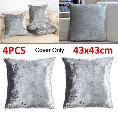 £9.19 • Buy Cushions Set Of 4 Luxurious Crushed Silver Velvet Simplicity Covers Stylish Soft