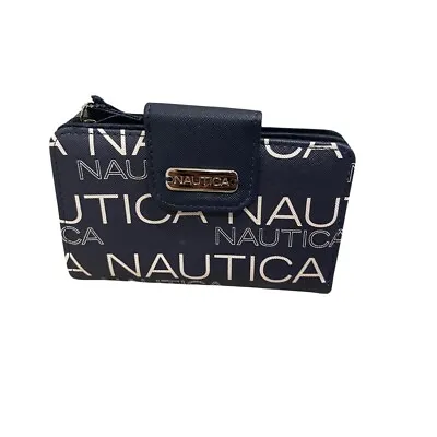 Nautica Logo Wallet  For Women Blue And White RFID Protection • $20.99