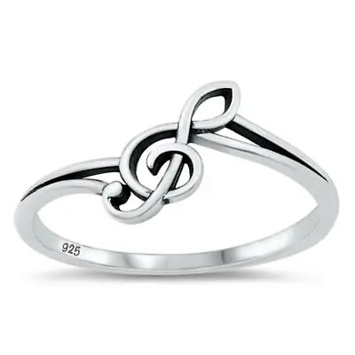 Treble G Clef Music Note Cute Ring New .925 Sterling Silver Band Sizes 4-10 • $10.59